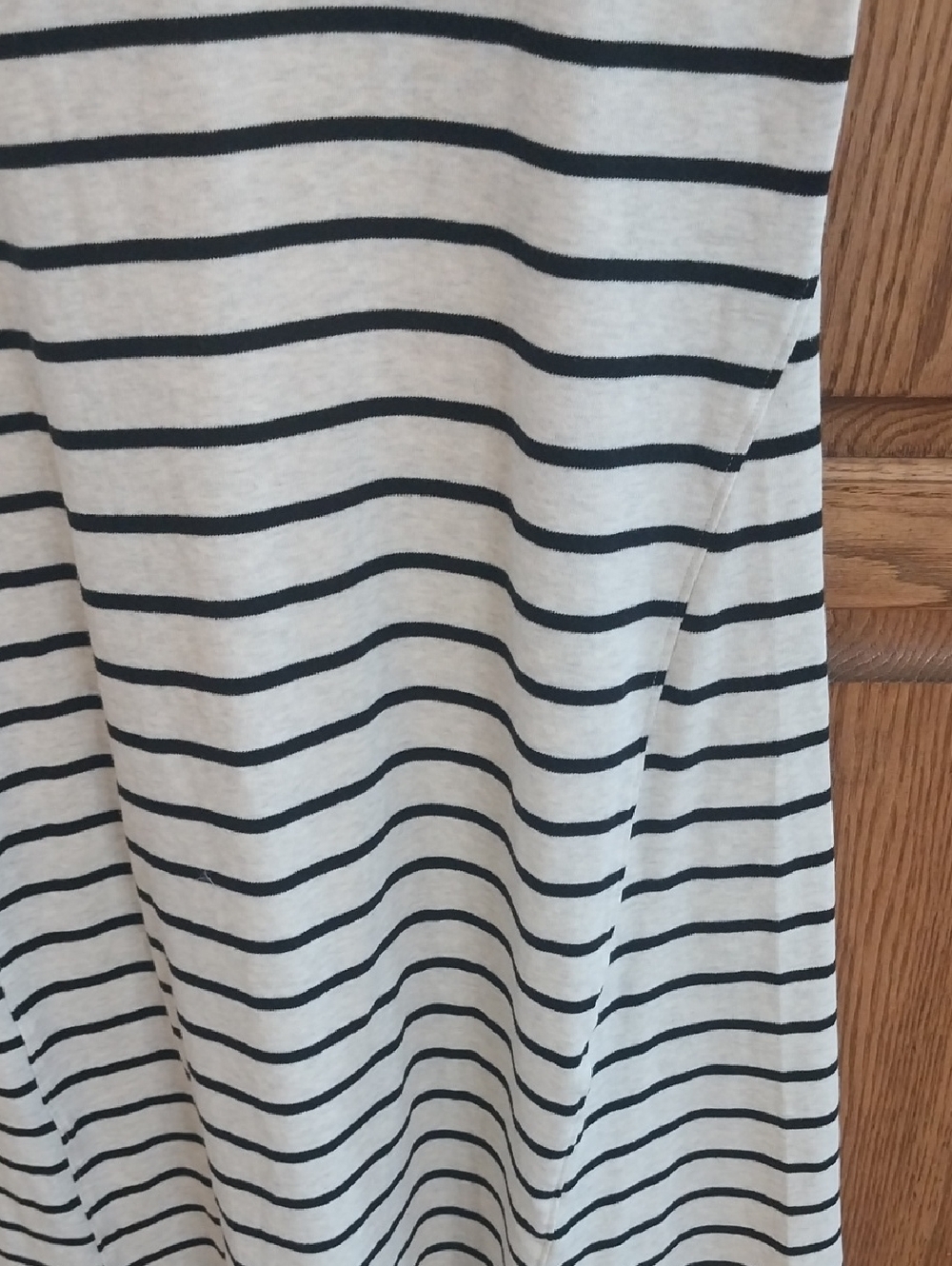 Time & Tru NWT Seamed Midi Dress Cotton Size Large 12/14 Grey Black Stripes Chic - Picture 6 of 12